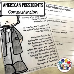 American Presidents Comprehension