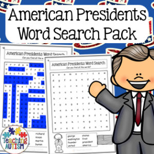 American Presidents Word Search Pack