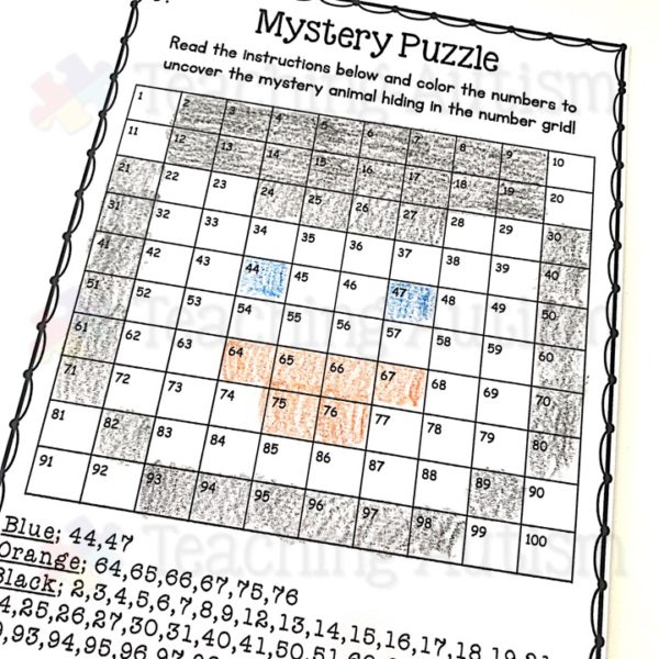 100 Number Grid Animal Mystery Pictures