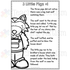 3 Little Pigs Reading Comprehension Passages and Questions - Teaching ...