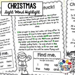 Christmas Sight Word Highlight