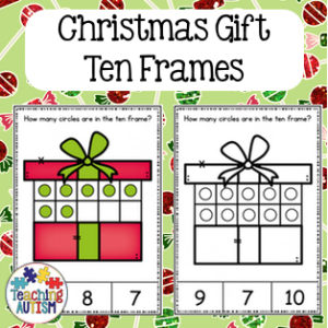 Christmas Gift Ten Frame Task Cards