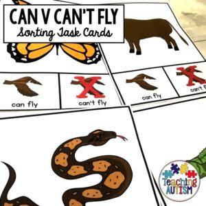 Can Fly v Cant Fly Sorting Task Cards
