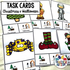 Christmas v Halloween Sorting Task Cards