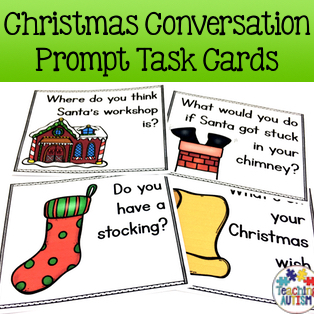 Christmas Conversation Prompt Task Cards Social Skills - Teaching Autism