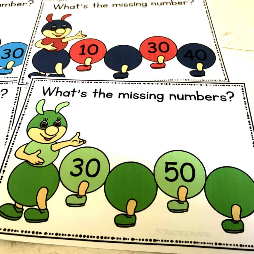 Caterpillar Missing Number Task Cards Skip Counting Teaching Autism