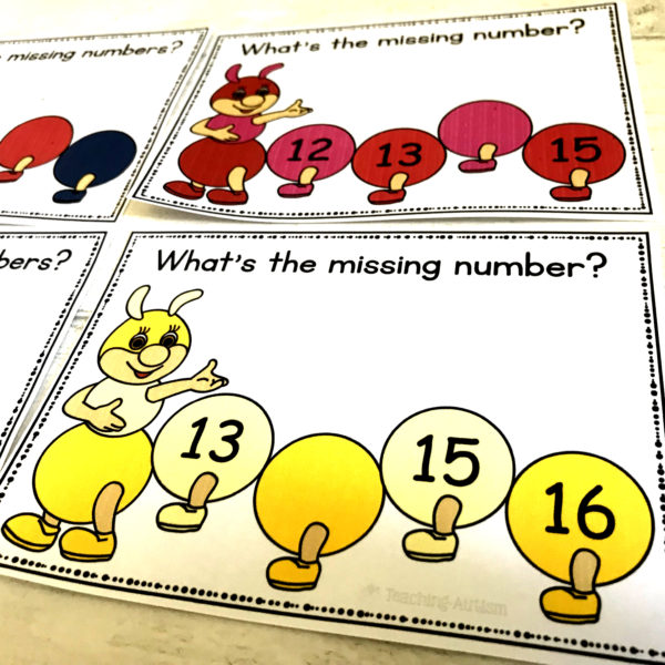 Caterpillar Missing Number Task Cards