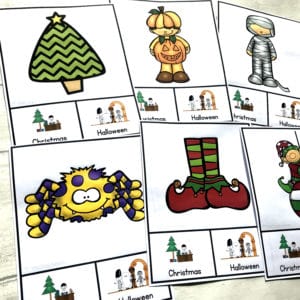 Christmas v Halloween Sorting Task Cards