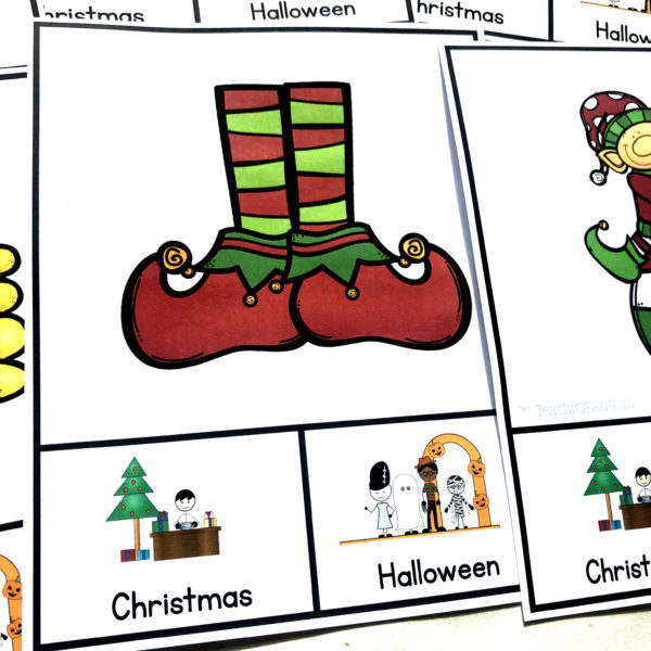 Christmas v Halloween Sorting Task Cards