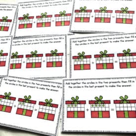 Christmas Addition Ten Frame Task Cards - Teaching Autism