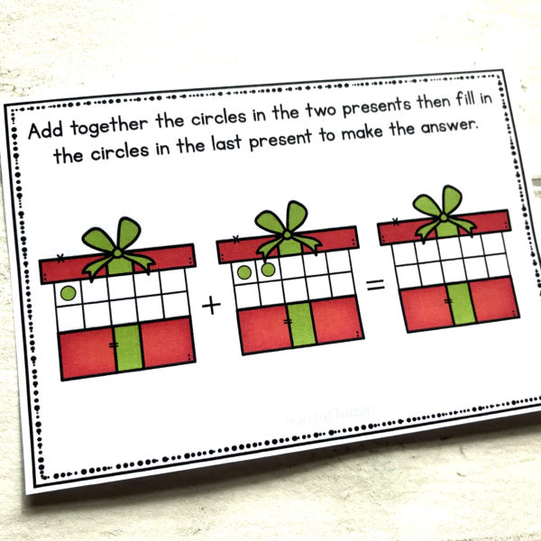 Christmas Ten Frame Addition Task Cards