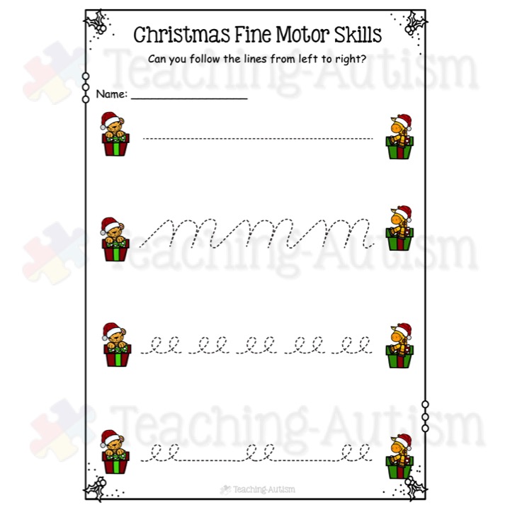 Fine Motor Skill Worksheets, Christmas Activities - Teaching Autism