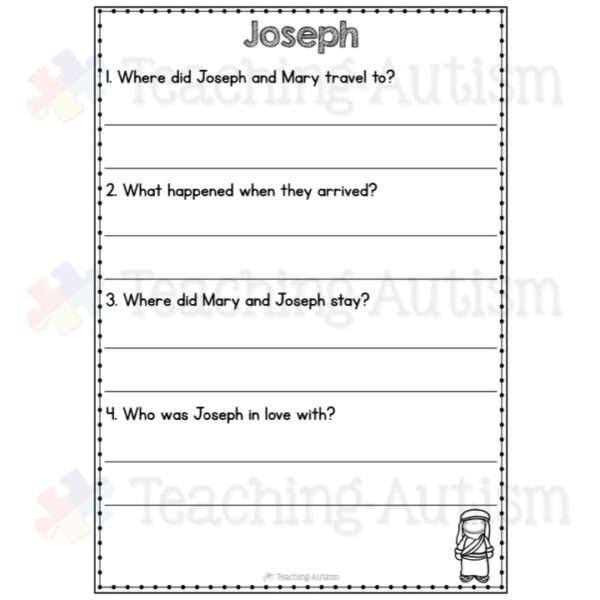 Nativity Comprehension Worksheets