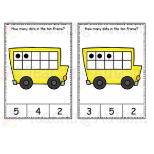 School Bus Ten Frame Task Cards