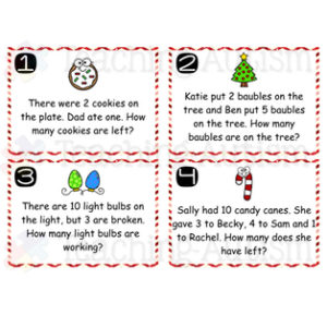 Christmas Math Word Problems Task Cards