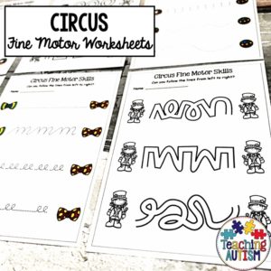 Circus Fine Motor Skill Worksheets