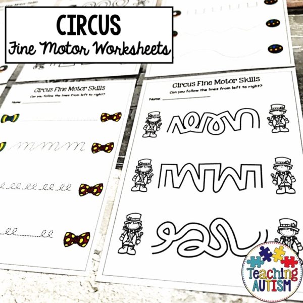 Circus Fine Motor Skill Worksheets