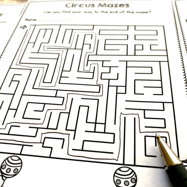Circus Maze Worksheets