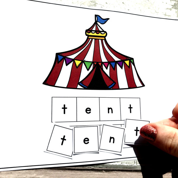 Circus Spelling and Handwriting Task Cards