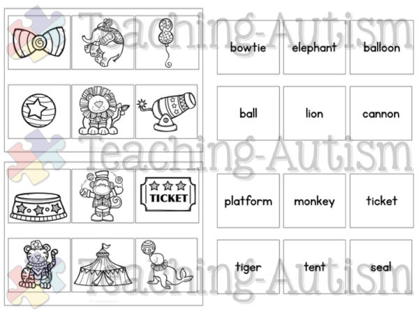 Circus Word to Picture Matching Activity