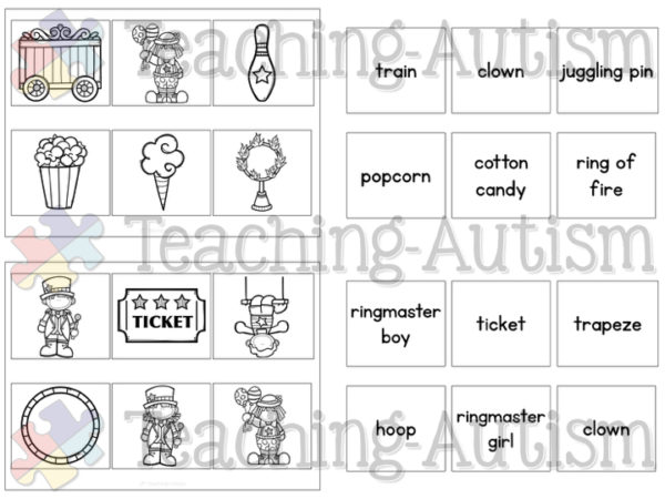 Circus Word to Picture Matching Activity