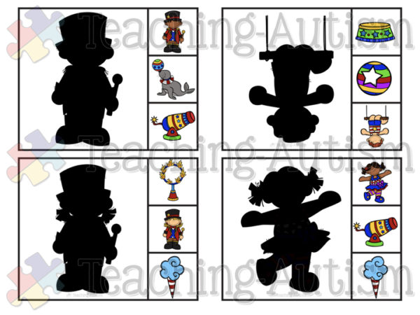 Circus Shadow Matching Task Cards