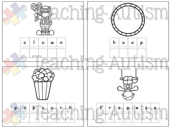 Circus Spelling and Handwriting Task Cards