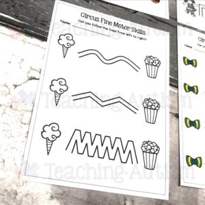 Circus Fine Motor Skill Worksheets