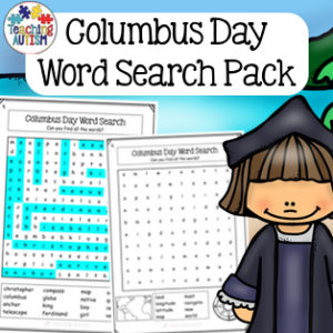 Columbus Day Word Search Worksheets
