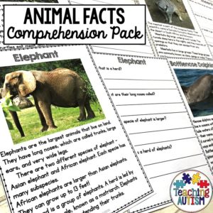 Animal Facts Comprehension Worksheets