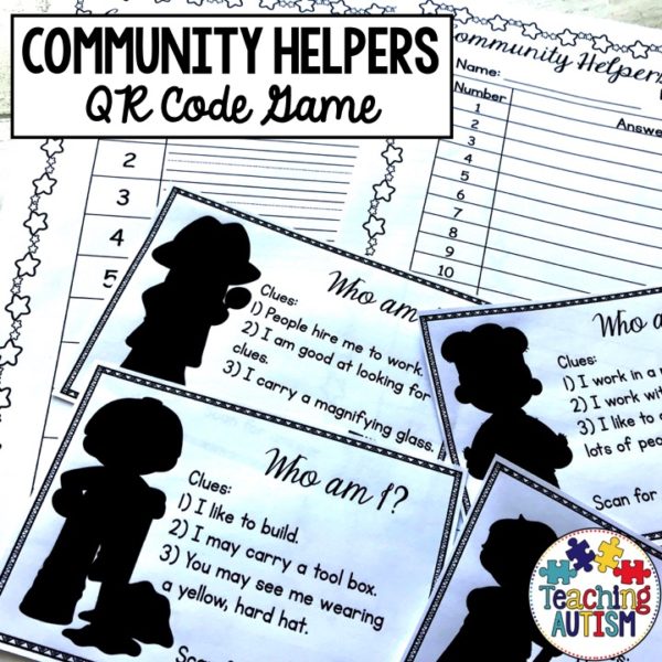 Community Helper QR Code Task Cards