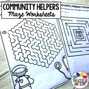 Community Helpers Maze Worksheets