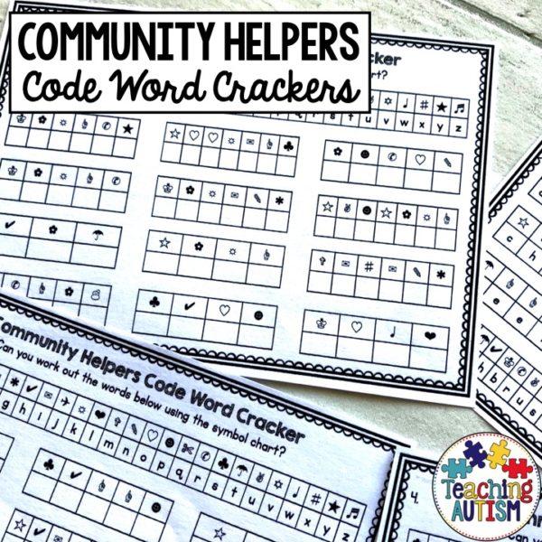 Community Helpers Code Word Cracker