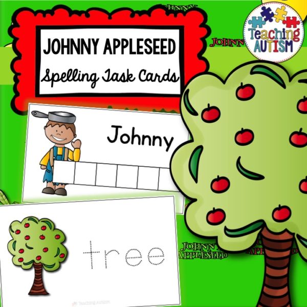 Johnny Appleseed Spelling and Handwriting Task Cards