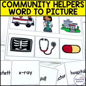 Community Helpers Word to Picture Matching Activity