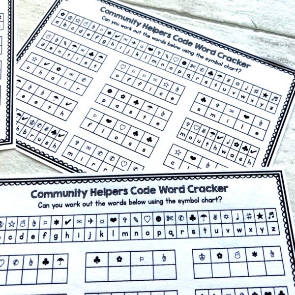Community Helpers Code Word Cracker