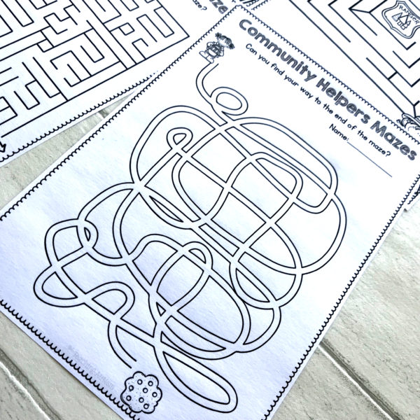 Community Helpers Maze Worksheets