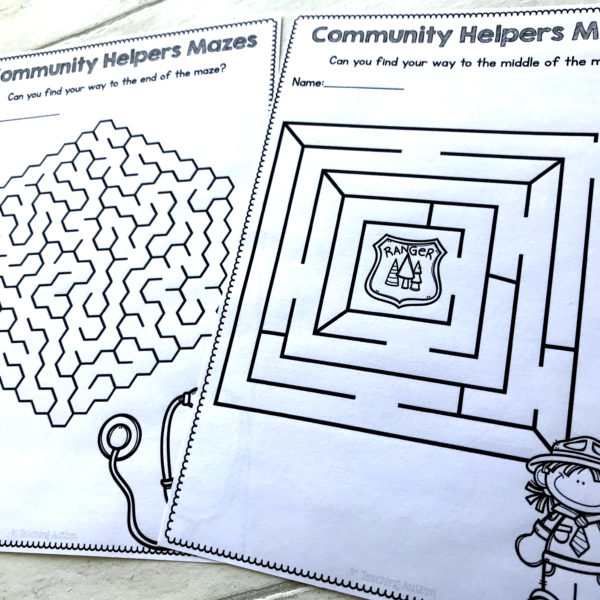 Community Helpers Maze Worksheets