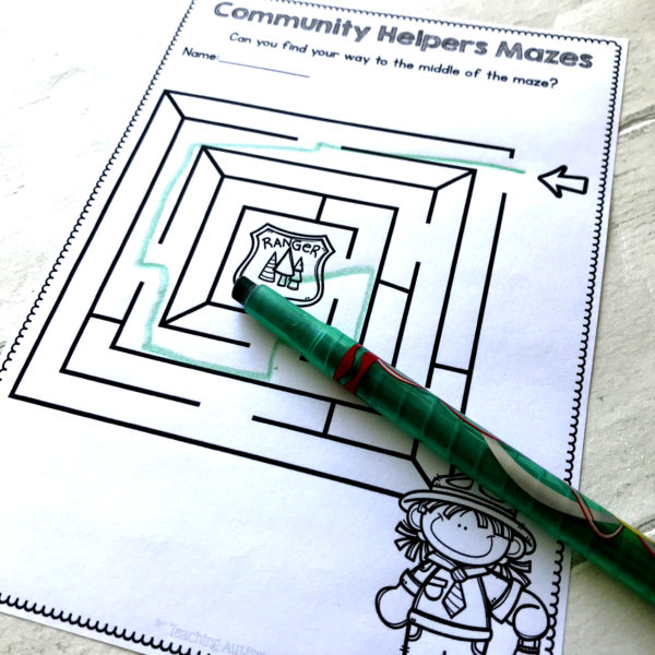 Community Helpers Maze Worksheets