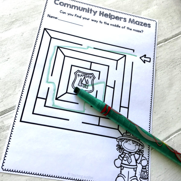 Community Helpers Maze Worksheets