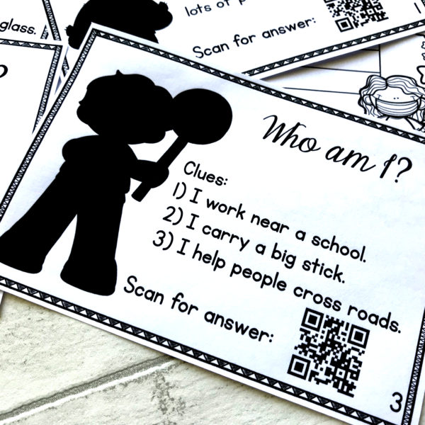 Community Helper QR Code Task Cards