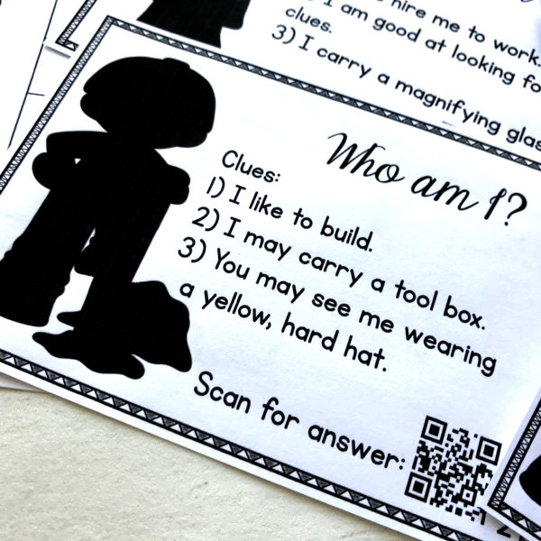 Community Helper QR Code Task Cards