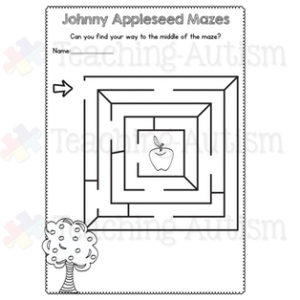 Johnny Appleseed Maze Worksheets