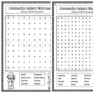 Community Helpers Word Search Pack