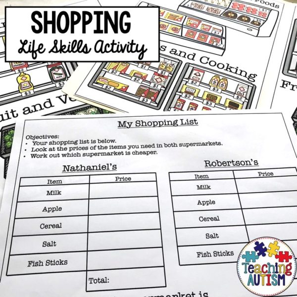 Shopping Life Skills Activity