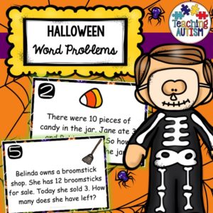 Halloween Math Word Problem Task Cards
