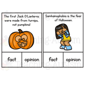 Halloween Fact or Opinion Task Cards