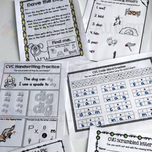 CVC No Prep Worksheets Bundle