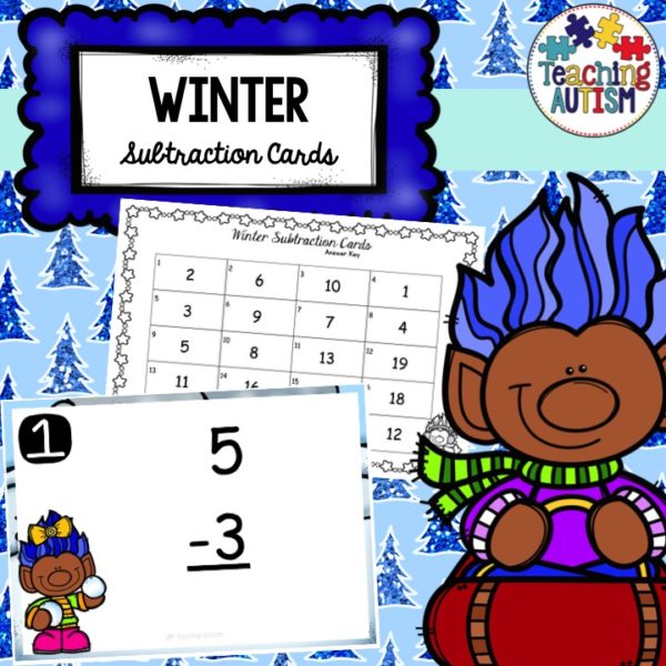 Winter Subtraction Task Cards