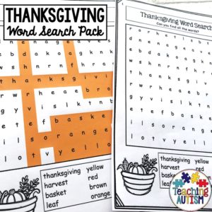 Thanksgiving Word Search Pack